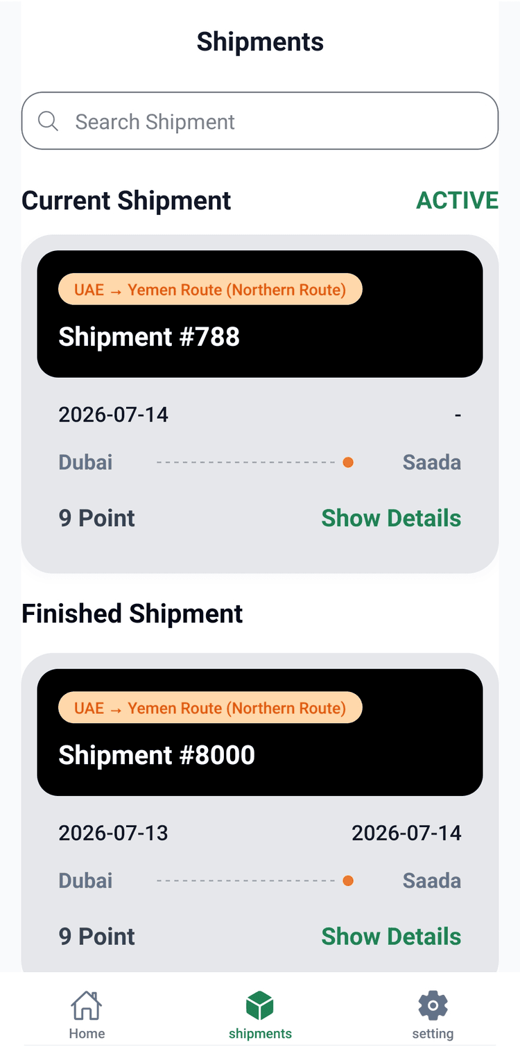 Driver App Screen