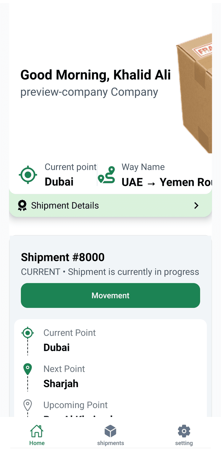 Driver App Screen