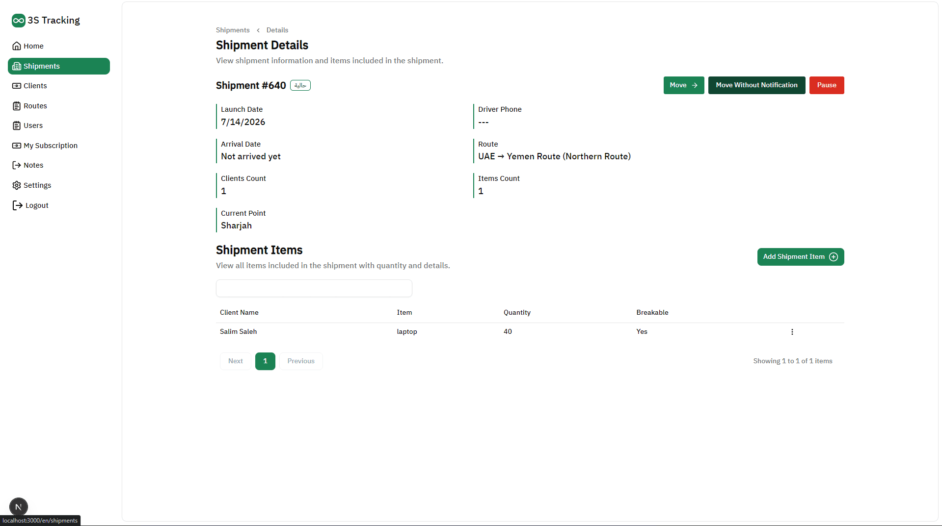 Shipment Tracking